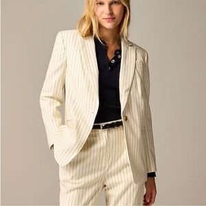 J. CREW Collection classic blazer ivory pinstripe Italian wool Sz 2 NWT $375